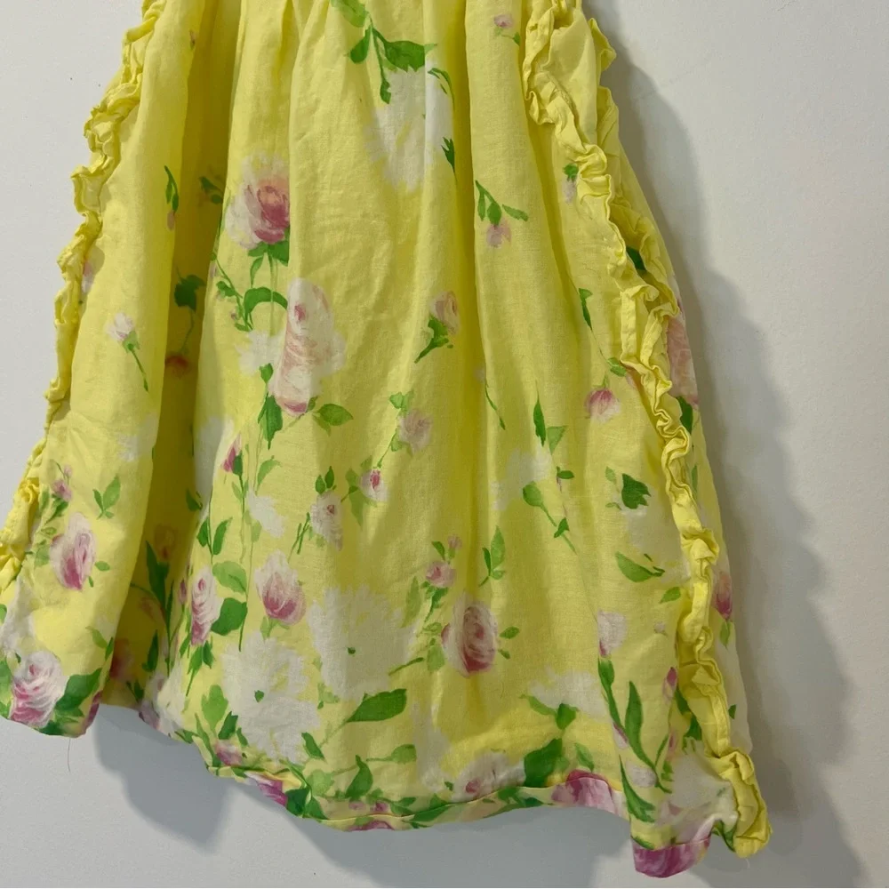 Janie & Jack yellow floral cotton ruffle dress size 2T